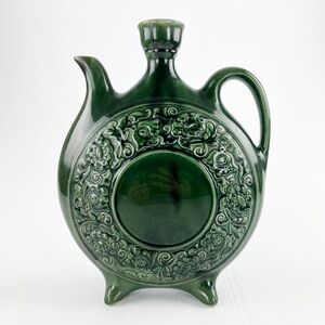 Vintage 1970s Russian USSR Green Ceramic Decanter Wine Jug